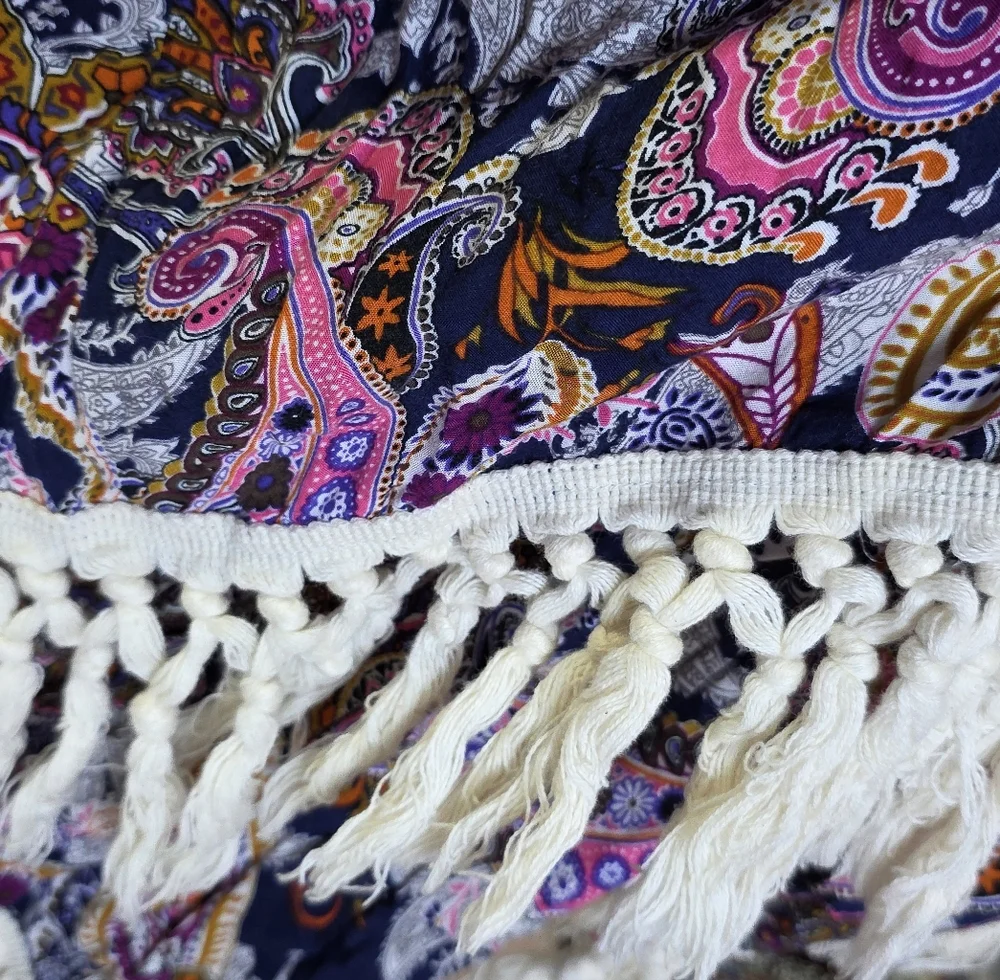 Umgee Multicolor Paisley Kimono Fringe Sz Small Medium - Picture 8 of 8